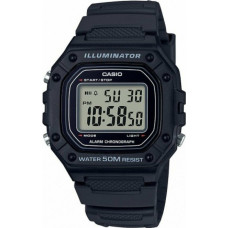 Casio W-218H-1AVEF Ανδρικό Ψηφιακό Ρολόι Μπαταρίας με Μαύρο Λουράκι Καουτσούκ